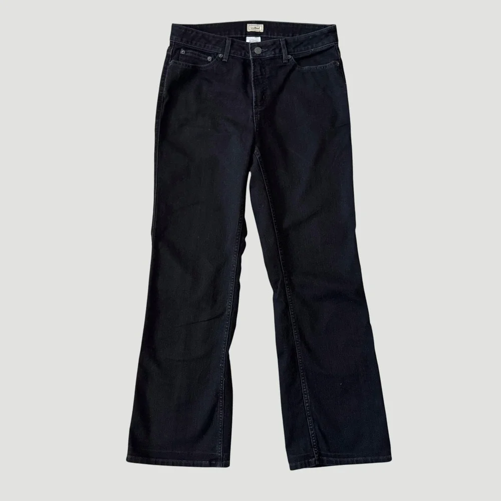 L.L. Bean Womens Black Straight Leg Jeans sz‎ 12 Reg Utility normcore workwear